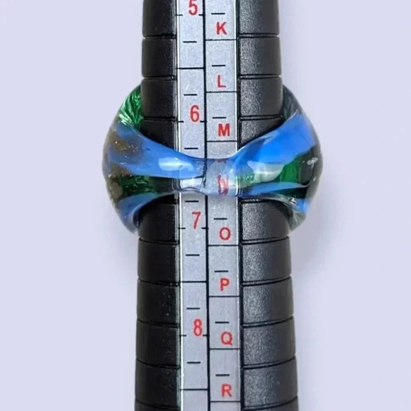 (2/$20) Vintage Murano Blue Green Glass Ring - Picture 4 of 5